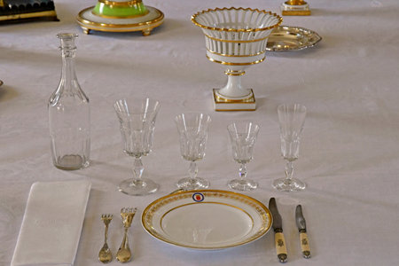Valencay; France - july 13 2020: the dining room in the castle of Talleyrandのeditorial素材
