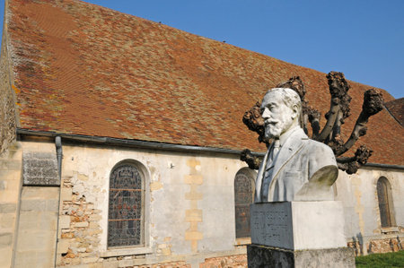 Ecquevilly, France - April 3 2017: the bust of Henry Deutsch de la Meurtheのeditorial素材