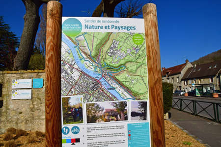 Vernon; France - March 7 2021: the right bank of the Seine