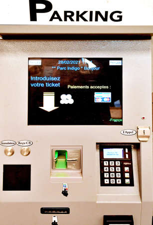 Versailles; France - february 2 2021: checkout in a cark park