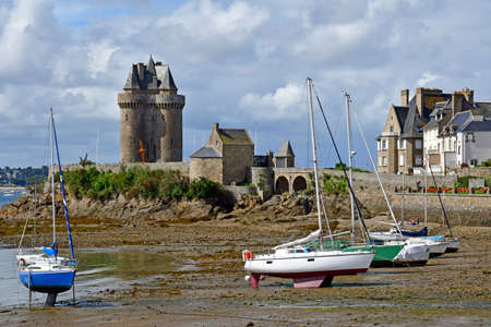Saint Malo, France - september 7 2020: the port and the solidor tower in the picturesque Saint Servan districtのeditorial素材