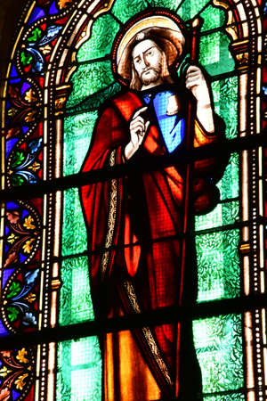 Herblay sur Seine; France - february 21 2021: window in the Saint Martin churchのeditorial素材