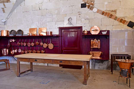 Valencay; France - july 13 2020: the castle kitchenのeditorial素材