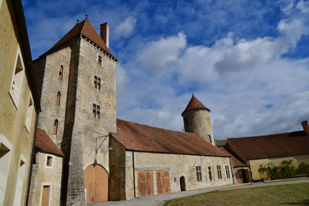 Blandy les Tours, France - august 21 2020: the historical castle of the 13th centuryのeditorial素材