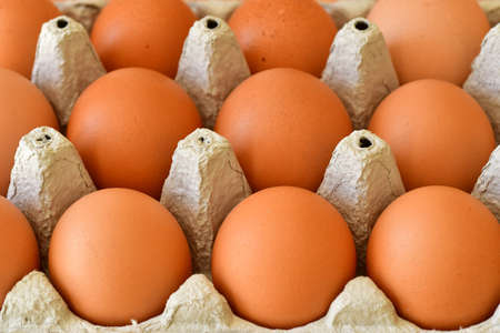 Verneuil sur Seine; France - April 18 2021: eggs in a supermarket