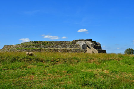 Arzon, France - June 6 2021: the Petit Mont cairn in the Port du Crouestyのeditorial素材