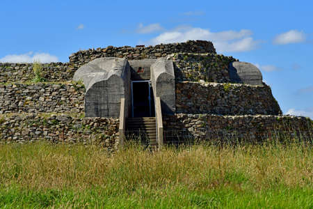 Arzon, France - June 6 2021: the Petit Mont cairn in the Port du Crouestyのeditorial素材