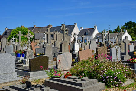 Arzon, France - June 6 2021: the cemetery near the Notre Dame de l Assomption churchのeditorial素材
