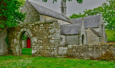 Benodet, France - may 16 2021: the Perguet chapel built in the 11th centuryのeditorial素材