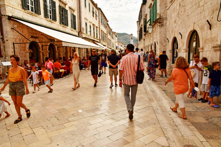Dubrovnik, Croatia- September 3 2021: the main street Placa in the picturesque old cityの写真素材