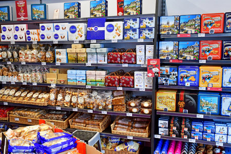Locronan; France - May 16 2021: specialty of Brittany shopのeditorial素材
