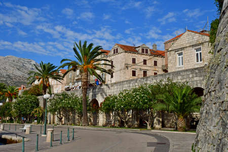 Korcula, Croatia- September 3 2021: the picturesque town in summerのeditorial素材