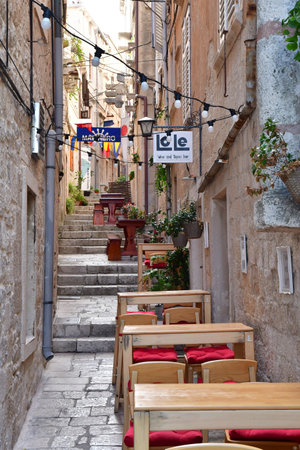 Korcula, Croatia- September 3 2021: the picturesque town in summerのeditorial素材