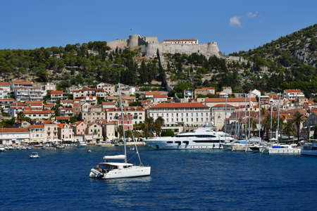 Hvar, Croatia- September 3 2021: the picturesque old cityのeditorial素材