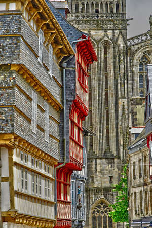 Quimper, France - May 16 2021: the picturesque old city centerのeditorial素材