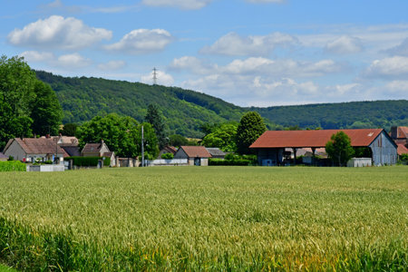 Port Mort; France - june 24 2021: the picturesque villageのeditorial素材