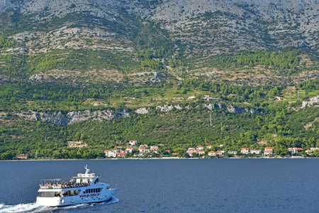 Korcula, Croatia- september 3 2021: the Dalmatia coast view from Korculaのeditorial素材