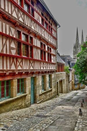 Quimper, France - May 16 2021: the picturesque old city centerのeditorial素材