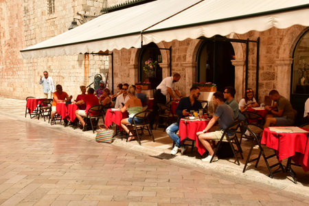 Dubrovnik, Croatia- september 3 2021: the main street Placa in the picturesque old cityのeditorial素材