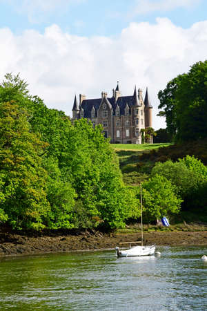 Plomelin; France - may 16 2021: the Kerambleiz castle between Benodet and Quimper on the Odet riverのeditorial素材