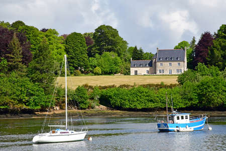 Finistere; France - may 16 2021: a beautiful castle between Benodet and Quimper on the Odet riverのeditorial素材
