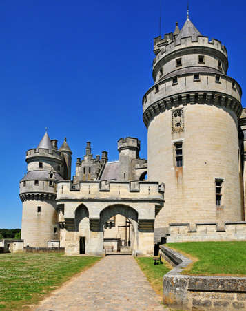 Pierrefonds; France - April 3 2017: the historical castle restorated by Eugene Viollet le Ducのeditorial素材
