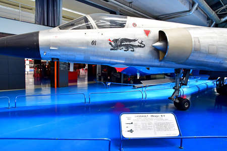 Le Bourget; France - july 31 2021: a Dassault Mirage 3 V in the air and space museumのeditorial素材