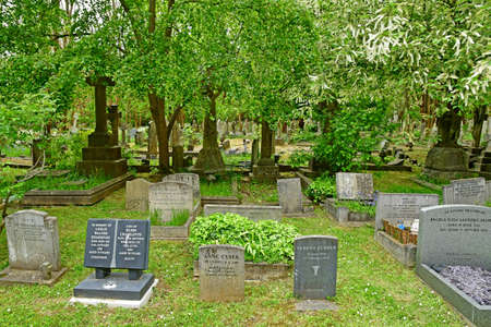 London, England - May 6 2019: the Highgate cemetery opened in 1839