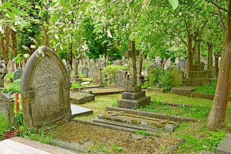 London, England - May 6 2019: the Highgate cemetery opened in 1839のeditorial素材