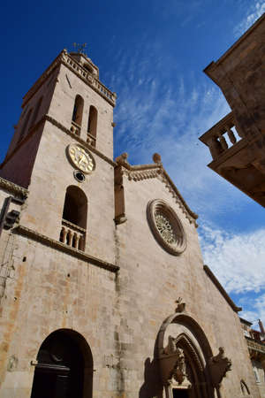 Korcula, Croatia- September 3 2021: the Saint Marc cathedralのeditorial素材