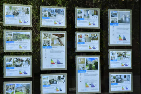 Poissy; France - September 18, 2021: estate agent in the city centerのeditorial素材