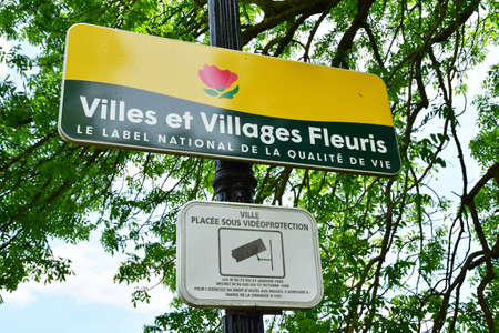 La Chaussee d Ivry; France - june 23 2021: quality labels sign near the picturesque villageのeditorial素材