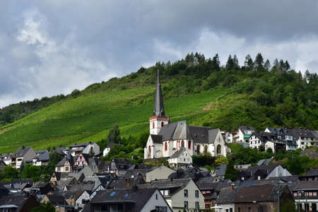 Moselle valley; Klotten,Germany- August 11 2021: the valley of vineyardのeditorial素材