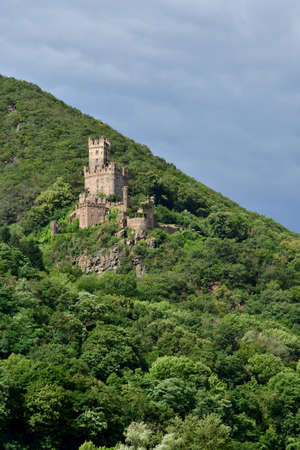 Rhine Valley; Germany- August 11 2021: the burg Sooneck in the valley of medieval castlesのeditorial素材