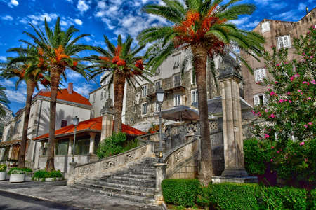 Korcula, Croatia- September 3 2021: the picturesque town in summerのeditorial素材