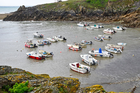 Plouhinec; France - May 16 2021: the port of Pors Poulhanのeditorial素材