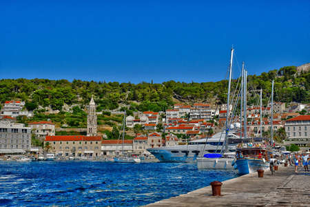 Hvar, Croatia- September 3 2021: the picturesque old cityのeditorial素材