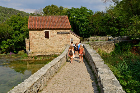Croatia; Sibenik - September 5 2021: the picturesque National Park of Krkaのeditorial素材