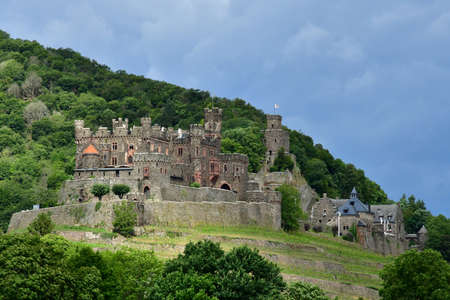 Rhine Valley; Germany- August 11 2021: Reichenstein castle in the valley of medieval castlesのeditorial素材