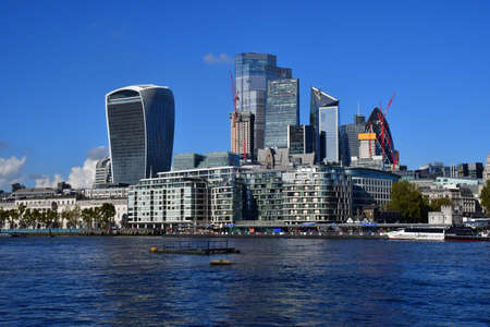 London; England - October 21 2021: the city view from Tower Bridgeのeditorial素材