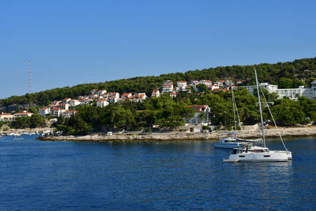Hvar, Croatia - September 5 2021: the picturesque city in summerのeditorial素材