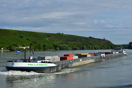 Rhine Valley; Germany- August 11 2021: a cruise between Strasbourg and Mainzのeditorial素材