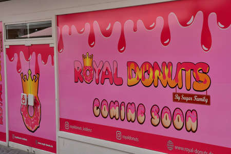 Koblenz; Germany- August 11 2021: donuts shop windowのeditorial素材