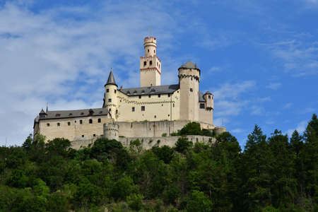 Rhine Valley; Germany- August 11 2021: the Marksburg castleのeditorial素材
