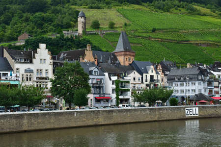 Moselle valley; Zell, Germany- August 11 2021: the valley of vineyardのeditorial素材