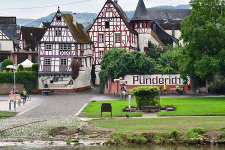 Moselle valley; Punderich, Germany- August 11 2021: the valley of vineyardのeditorial素材