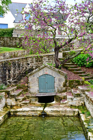 Combrit Sainte Marine; France - May 16 2021: fountain in the picturesque villageのeditorial素材