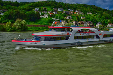 Rhine Valley; Germany- August 11 2021: the city of Niderheimbach in the valley of medieval castlesのeditorial素材