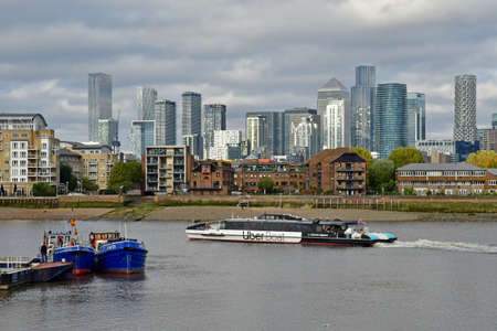 London; England - October 21 2021: a fluvial cruise on the Thames riverのeditorial素材
