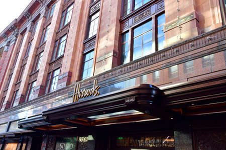 London; England - October 21 2021: Harrods, a famous department storeのeditorial素材
